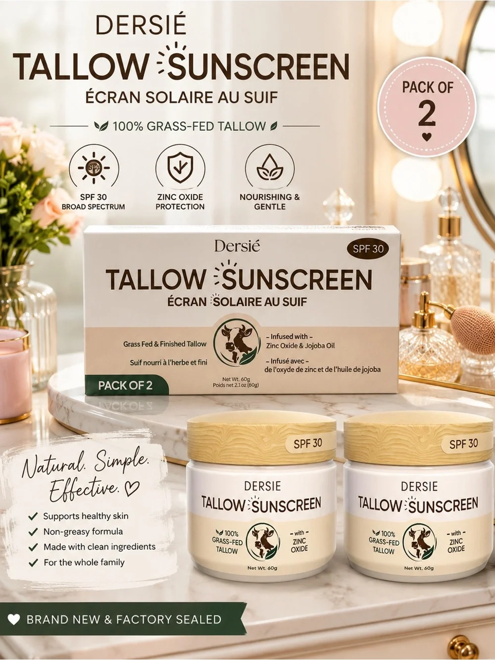 Dersie Tallow Sunscreen SPF 30 | Pack of 2 | New & Sealed